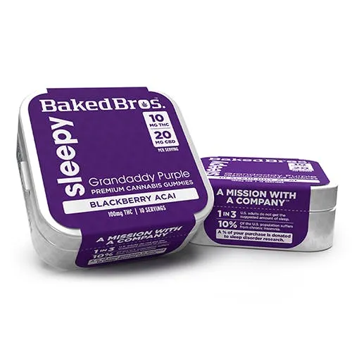 Baked Bros - Gummies 2:1 - Sleepy Blackberry Acai (I) (200mg CBD/100mg THC)