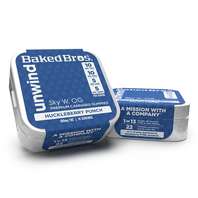 Baked Bros - Gummies 2:2:1:1 - Unwind Huckleberry Punch (I) (100mg THC:CBG/50mg CBC:CBDV)