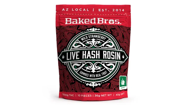 Baked Bros - Live Hash Rosin Gummies - Wild Strawberry (S) (100mg)