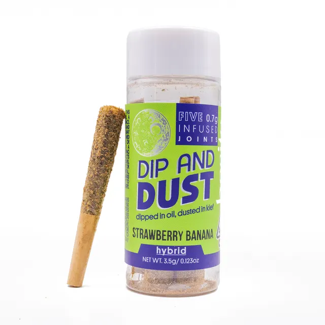 STRAWBERRY BANANA DIP & DUST ENHANCED KIEF PREROLL - 5 PACK