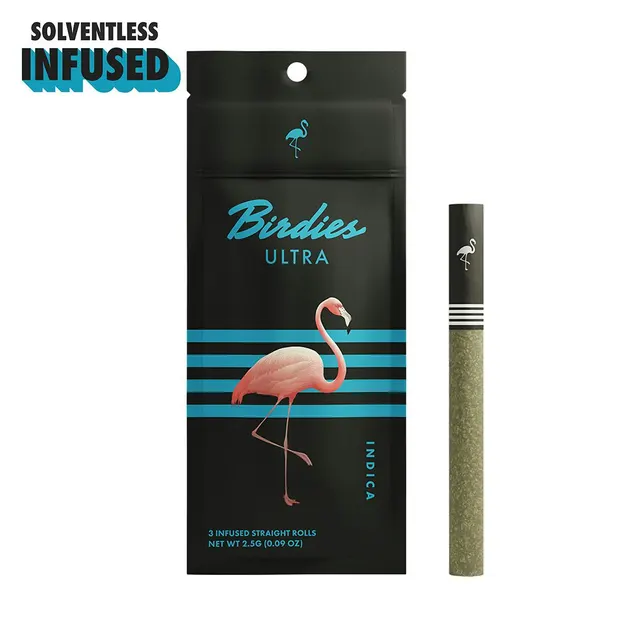 Birdies | Ultra Indica | Solventless Infused Joint | 0.85g each | 3pk