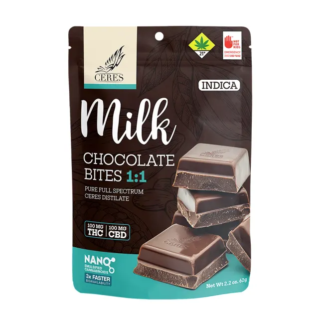1:1 Milk Chocolate - Indica (100mg CBD/100mg THC)