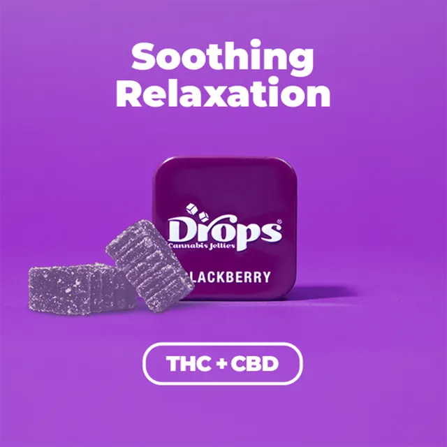 Drops | Blackberry Gummies | 300mg | THC:CBD 50mg:100mg each