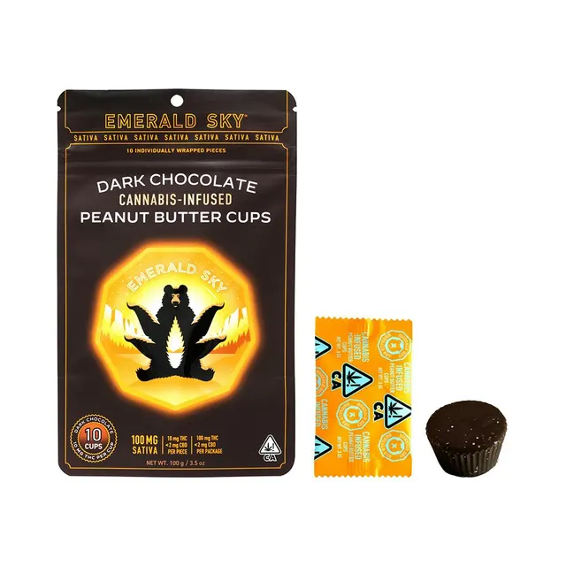 Emerald Sky Dark Chocolate Peanut Butter Cups - Sativa 100mg 10pk