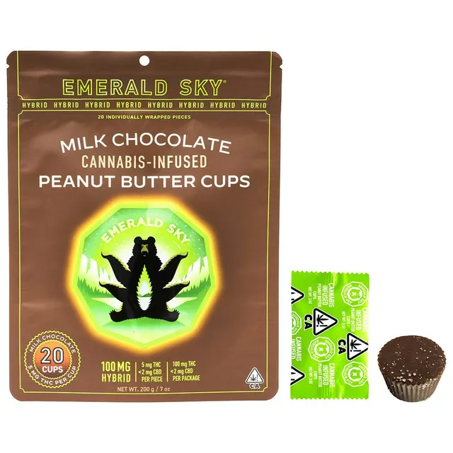 Emerald Sky Milk Chocolate Peanut Butter Cups - Hybrid 100mg 20pk