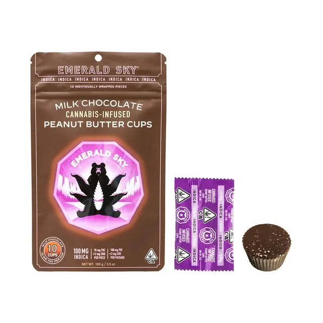 Emerald Sky Milk Chocolate Peanut Butter Cups - Indica 100mg 10pk