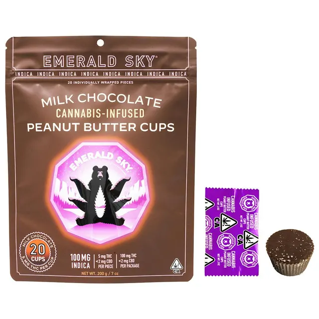 Emerald Sky Milk Chocolate Peanut Butter Cups - Indica 100mg 20pk