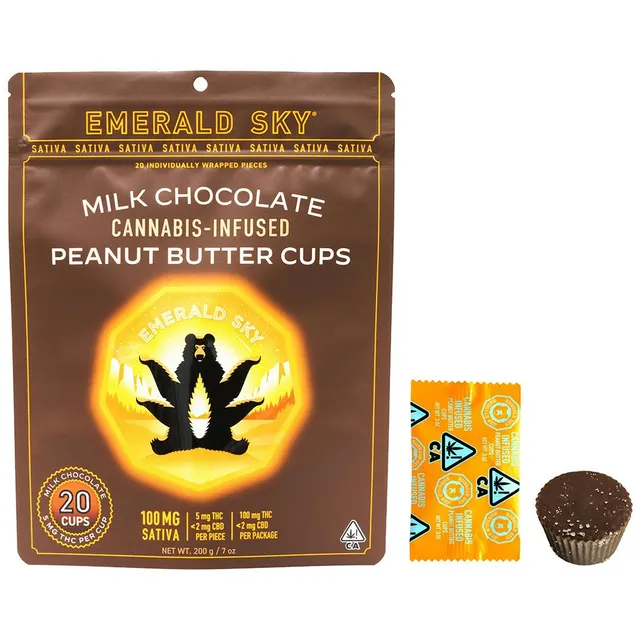 Emerald Sky Milk Chocolate Peanut Butter Cups - Sativa 100mg 20pk