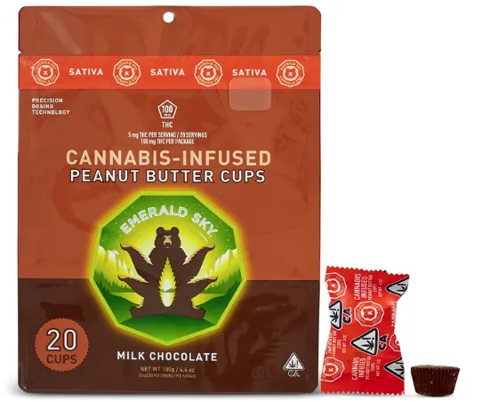 Emerald Sky Milk Chocolate Sativa Peanut Butter Cups 100mg