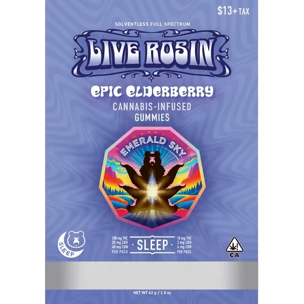 EPIC ELDERBERRY 10:2:4 THC:CBD:CBN LIVE ROSIN INFUSED GUMMIES - 10 PACK