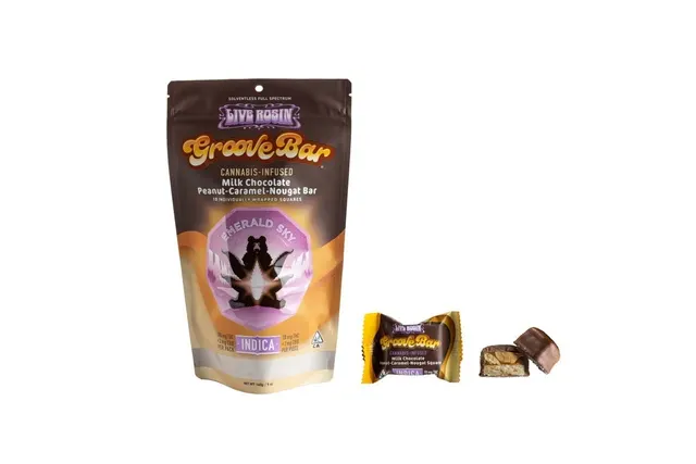 GB Live Rosin Milk Chocolate Peanut-Caramel-Nougat Bar - Indica 100mg 10pk