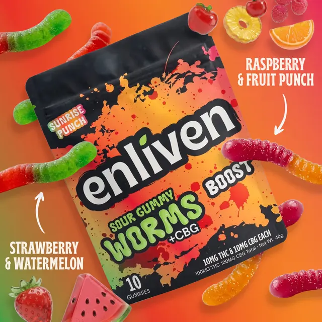 Sour Gummy Worms - Boost Sunrise Punch 1:1 CBG:THC