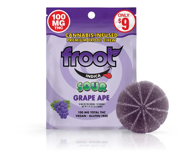 Froot | Sour Grape Ape Gummies | 100mg | Single Cut-to-dose