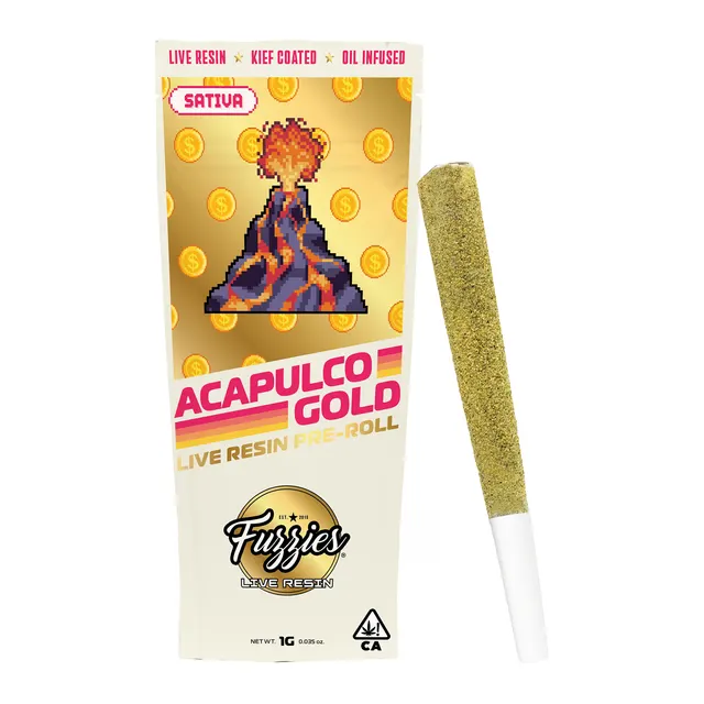 Fuzzies Live Resin Acapulco Gold 1g Infused Preroll Single - Sativa