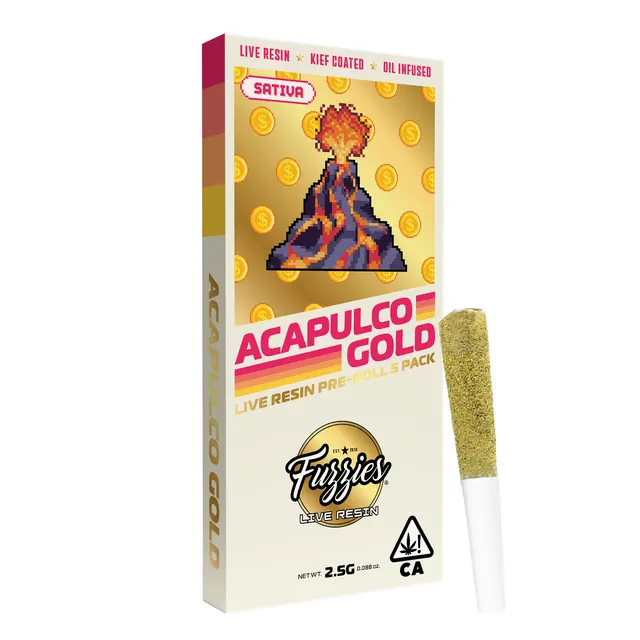Fuzzies Live Resin Acapulco Gold 2.5g Infused Preroll Packs - Sativa
