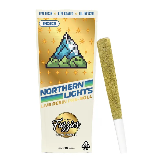 Fuzzies Live Resin Northern Lights 1g Infused Preroll Single - Indica