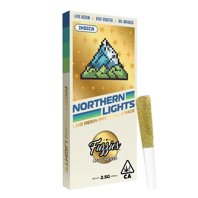 Fuzzies Live Resin Northern Lights 2.5g Infused Preroll Packs - Indica