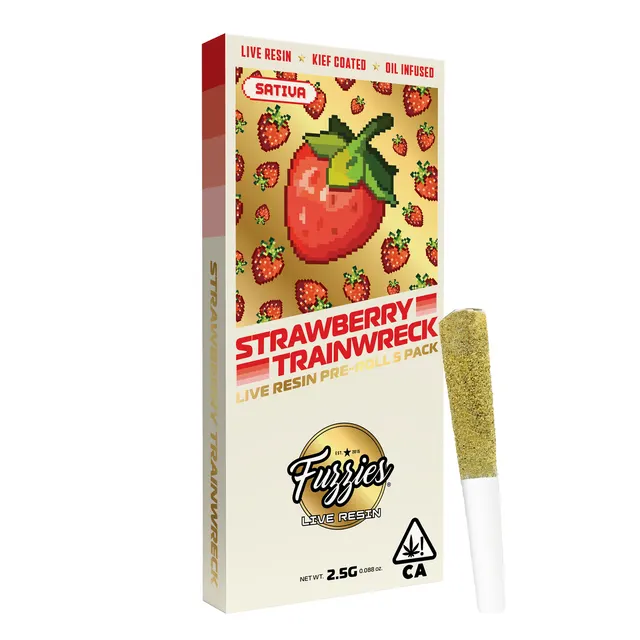 Fuzzies Live Resin Strawberry Trainwreck 2.5g Infused Preroll Packs - Sativa