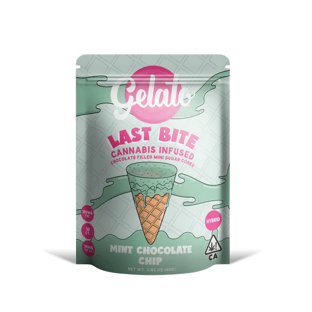 Gelato | Mint Chip Chocolate Mini Cones | 100mg | 10ct | 10mg/ea