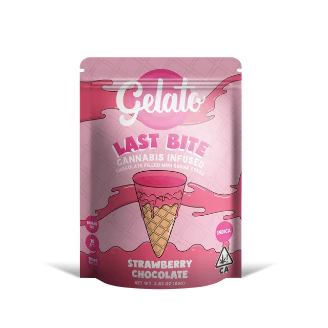 Gelato | Strawberry Chocolate Mini Cones | 200mg | 10ct | 20mg/ea