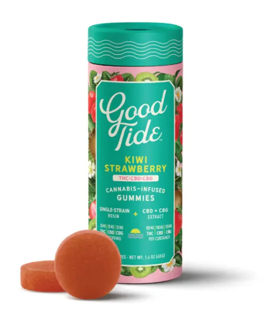 Kiwi Strawberry 1:1:1 THC:CBD:CBG Solventless Hash Rosin Gummies (100mg)