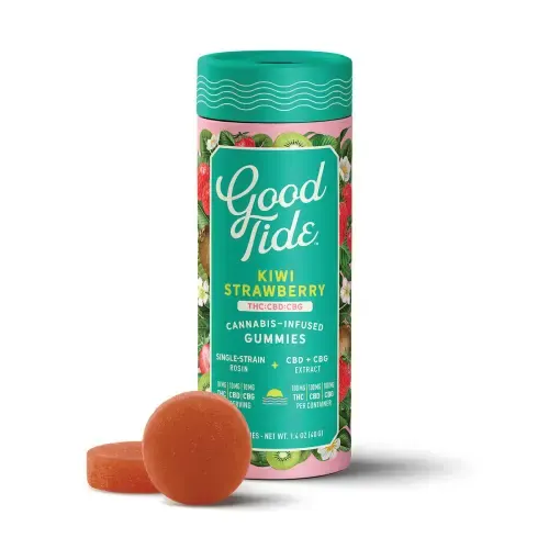 Kiwi Strawberry Solventless 1:1:1 Hash Rosin Gummies (100mg) [Vegan]
