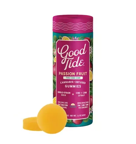 Passion Fruit 1:1:1 THC:CBD:CBN Solventless Hash Rosin Gummies (100mg)