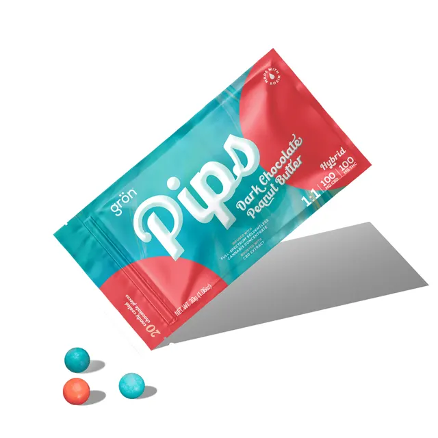 1:1 Dark Chocolate Peanut Butter Pips - CBD/THC - Hybrid