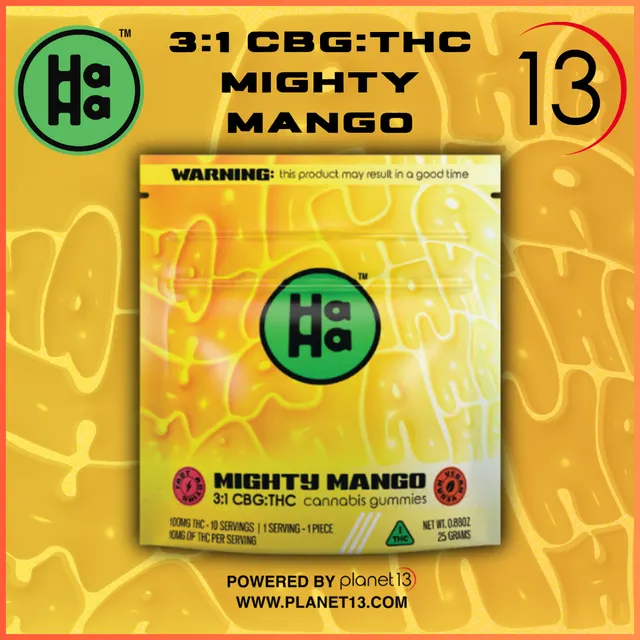 HaHa Mighty Mango 3:1 300mgCBG:100mgTHC Gummies