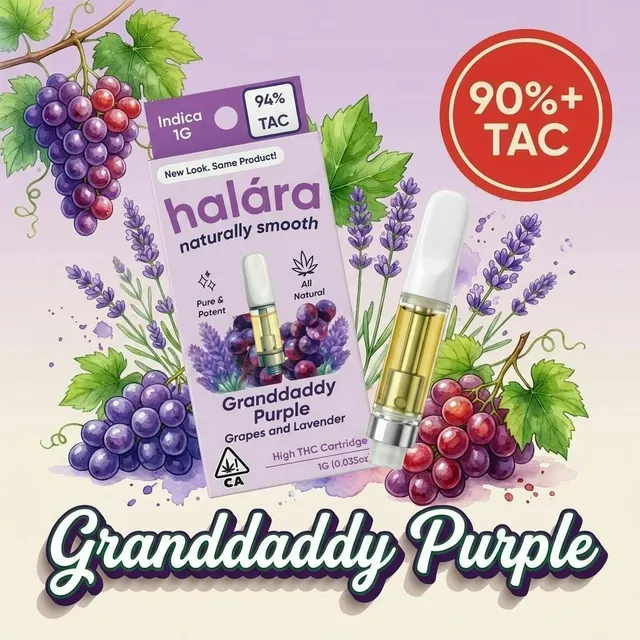 Halara | Granddaddy Purple | High THC Cartridge | 1g