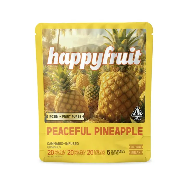 Happy Fruit - Peaceful Pineapple Rosin Gummies - 100mg THC/CBD/CBG - 5pk