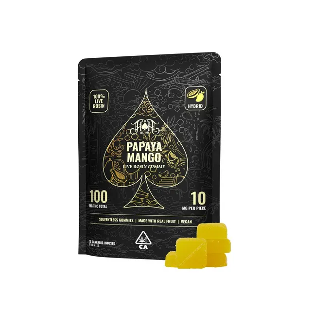 Live Rosin | Papaya Mango Gummies | 100mg | 10ct | 10mg/ea