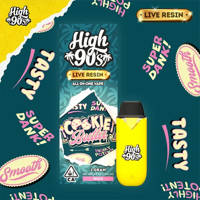 High 90s : Cookie Butta Live Resin 1g All-In-One Vape
