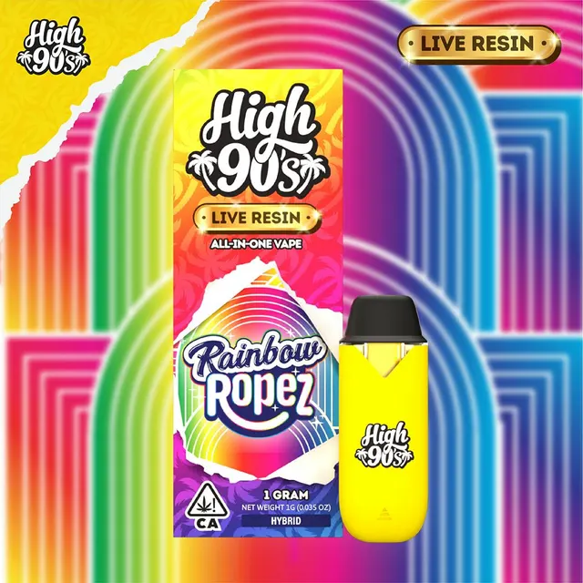 High 90s : Rainbow Ropez Live Resin 1g All-In-One Vape