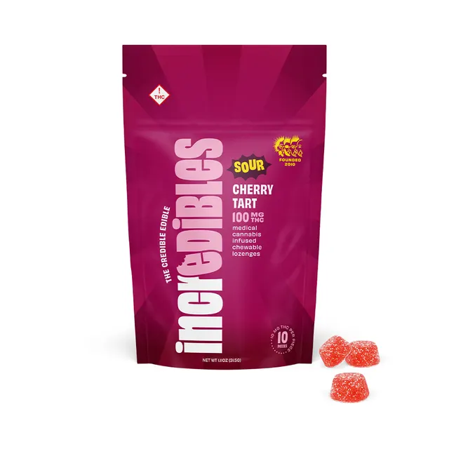 Incredibles Gummies Sour Cherry Tart 100mg 10pk