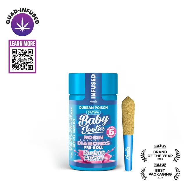 Jeeter - Quad Infused Baby Prerolls 5pk - Durban Poison (S) (2.5g)