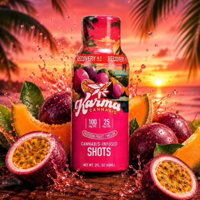 Karma Passion Fruit Melon Recovery 4:1 THC / CBD 2oz Shot