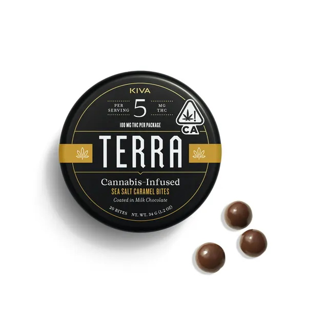 Kiva Terra Bites - Milk Chocolate Sea Salt Caramel 100mg