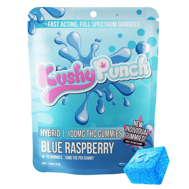 Blue Raspberry Individual Gummies | 100mg | 10ct | 10mg/ea