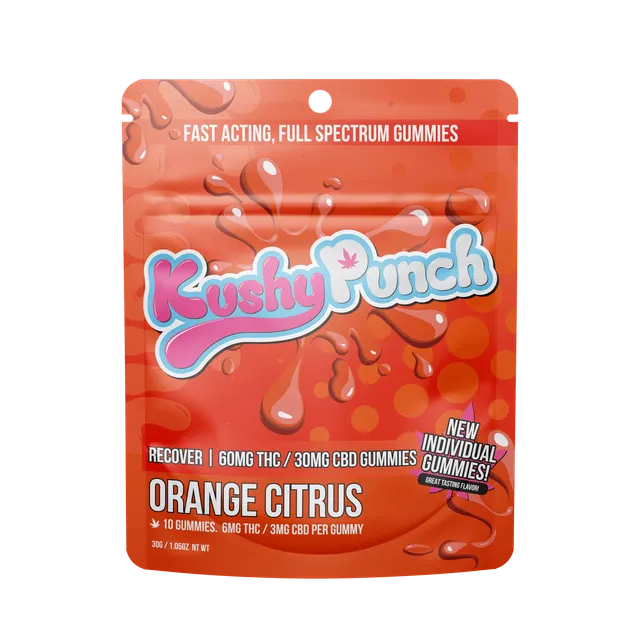 Recover | Orange Citrus 2:1 THC:CBD Gummies | 60mg | 10ct | 6mg/ea