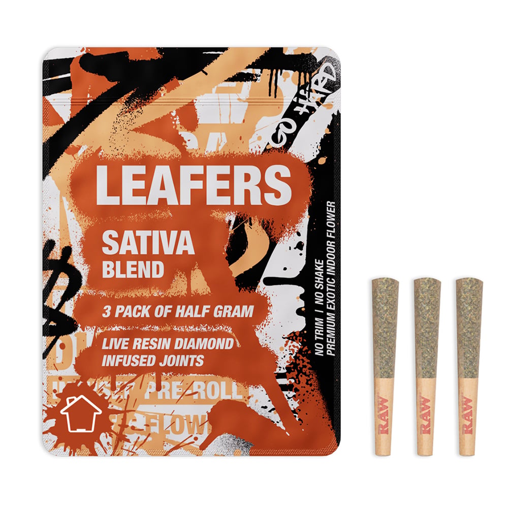 Leafers Sativa Blend Diamond-Infused Joints [3 x .5g]