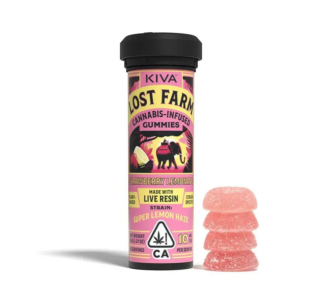 Lost Farm | 'Super Lemon Haze' Live Resin Gummies | 100mg | 10ct | 10mg/ea