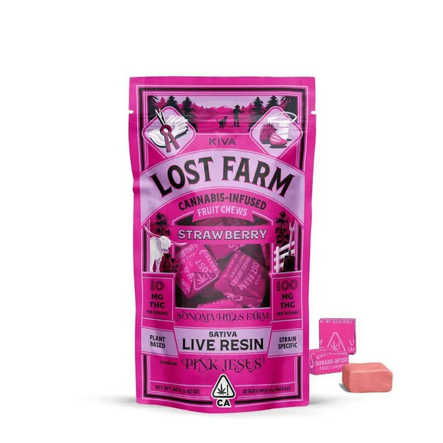 Strawberry 'Pink Jesus' Live Resin Chews | 100mg | 10ct | 10mg/ea