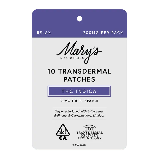 10-Pack Relax (THC Indica) Transdermal Patches (CA)