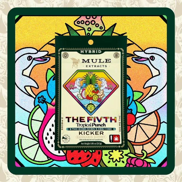 Mule | 100mg 2-Piece Tropical Punch "The FIVTH" 5:5:5:5:1 THC CBD CBN CBG CBC Kicker (Hybrid)
