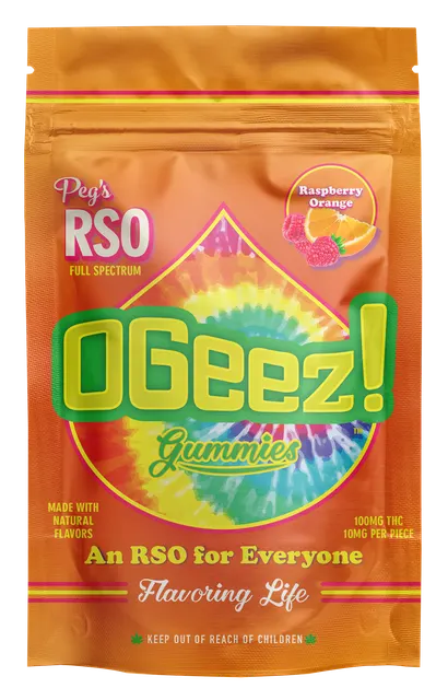 OGeez! - Peg's RSO Gummies - Raspberry Orange (H) (100mg)