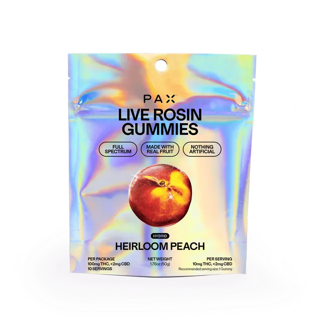 PAX | Heirloom Peach | Live Rosin Gummies | 10mg each | 10pk | 100mg