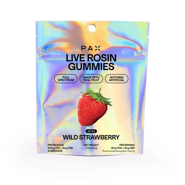 PAX | Wild Strawberry | Live Rosin Gummies | 10mg each | 10pk | 100mg