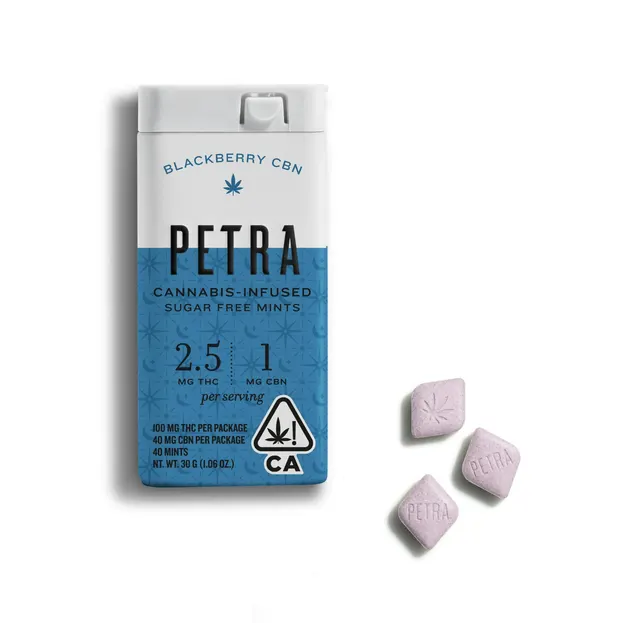 Petra Mints | Blackberry | THC:CBN 2.5:1 | 100mg | 40ct | 2.5mg/ea