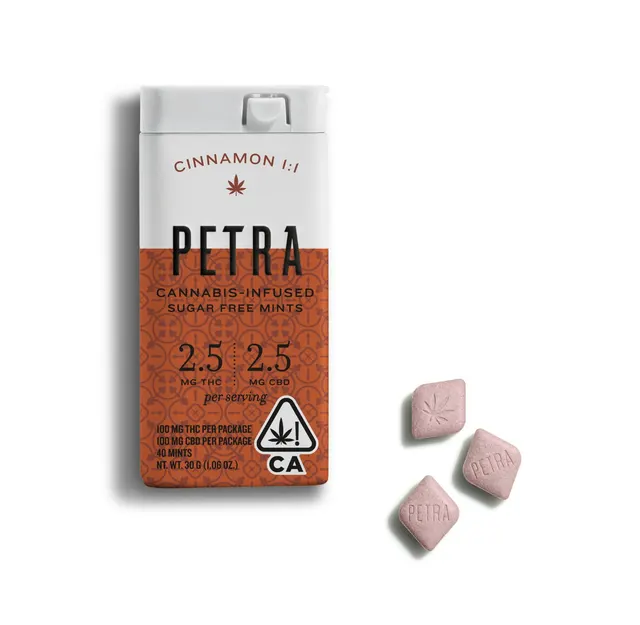 Petra Mints | Cinnamon | THC:CBD 2.5:2.5 | 100mg | 40ct | 2.5mg/ea